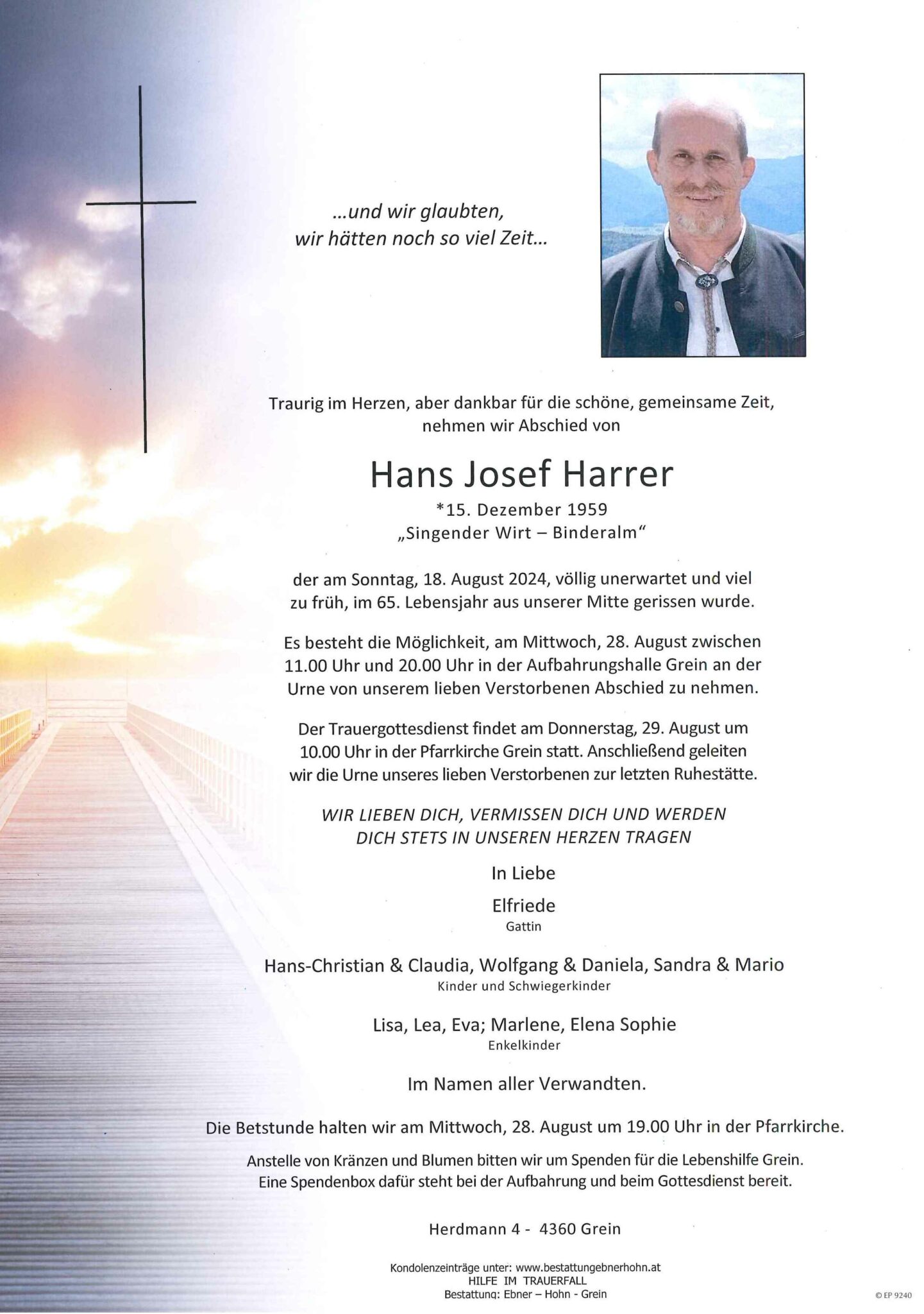 Hans Josef Harrer Bestattung EbnerHohn